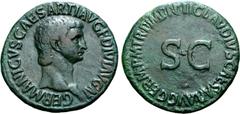 Roman Imperial Germanicus (brother of Claudius) Æ As. Rome, AD 50-54. GERMANICVS CAESAR TI AVG F DIVI AVG N, bare head of Germanicus to right / TI CLAVDIVS CAESAR AVG GERM P M TR P IMP P P around larg