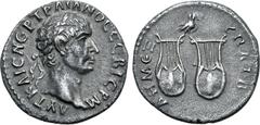 Roman Provincial Trajan AR Drachm of the Koinon of Lycia. AD 98-99. AYT KAIC NЄP TPAIANOC CЄB ΓЄPM, laureate head to right / ΔHM ЄΞ YΠAT B, two lyres; above, owl standing to right. RPC III 2676; BMC 9