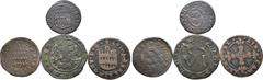 Medieval and World Lot of 4 France, Cambrai Æ Coins. Includes: 1) France, Cambrai, Bishop Louis of Berlaymont Æ 2 Deniers. 1570-1596. : LVD A BERLAIMONT D G, II above Berlaymont arms / D G ARCH DVX CA