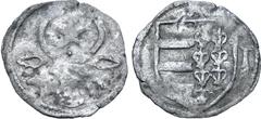 Medieval and World Romania, Moldavia (Principality). Alexandru I cel Bun AR 1/2 Groat. 1400-1432. Facing bull's head; star above, crescent and rosette flanking / Shield with three bars to left and sev