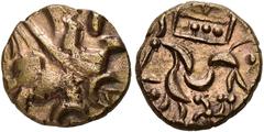 SINCONA BRITISH COLLECTION – PART 5. GREAT BRITAIN. CELTIC COINS. North Eastern Region. Corieltavi / Uninscribed gold / Rulers unknown Gold Stater. Domino Type. Wreath, and crescents. Rv. Lunate horse