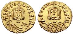IMPORTANT COLLECTION OF BYZANTINE COINS THEOPHILUS, 829-842. Mint of Syracuse Solidus 829/830. Obv. ÝQЄOFI – LOS bASIL Crowned bust with short beard, in chlamys, facing. In r. hand cross potent. Rev. 