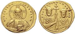 IMPORTANT COLLECTION OF BYZANTINE COINS BASIL II BULGAROKTONOS, 976-1025 Mint of Constantinople With Constantinus VIII Tetarteron nomisma 1005/1025. Obv. +IhS XIS RЄX RЄÇNANTInM Nimbate bust of Christ