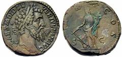 ANCIENT COINS ROMAN EMPIRE Didius Julianus, 193 Sestertius, Rome. IMP CAES M DID SEV - ER IVLIAN AVG Head, laureate, to r. Rev. P M TR - P COS S - C Fortuna standing to l., holding rudder on globe and