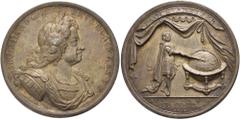 SINCONA BRITISH COLLECTION – PART 6. BRITISH GOLD AND SILVER MEDALS. GEORGE I. 1714-1727. Silver Medal 1718. Treaty of Passarowitz. By J. Croker. Bust, laureate, armoured and draped. GEORGIVS D G MAG 