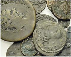 Ancient Coins ZENGIDS OF MOSUL Lots ROMAN EMPIRE. Lot of 12 barbarized Roman bronze coins, including sestertius of Postumus, small aes of Tetricus and diverse late emperors. Very fine-extremely fine. 