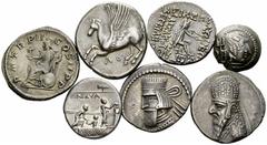 COINS OF THE GREEK WORLD ZEUGITANIA Lot Corinth. Stater. Parthia. 3 drachms. Himyarites. Hemidrachm. Roman Republic. P. Nerva. Denarius. Roman Empire. Diva Faustina. Denarius. Caracalla. Antoninianus.