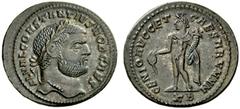 ROMAN COINS ROMAN EMPIRE Constantius I. Chlorus as Caesar, 293-305. Follis c. 297/299, Cyzicus. FL VAL CONSTANTIVS NOB CAES Laureate head to r. Rev. GENIO AVGG ET CAESARVM NN / KB, Genius with modius,