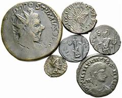 ROMAN COINS ROMAN EMPIRE Lot Barbarized Roman bronze coins, including sestertius of Postumus, small aes of Tetricus and diverse late emperors. Very fine-extremely fine.(12)