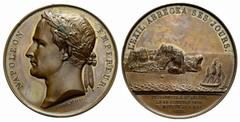 WORLD COINS FRANKREICH Louis Philippe, 1830-1848. Bronzemedaille 1841. Erinnerung an seinen Tod auf St. Helena 1821. Stempel von Borrel. Belorbeertes Brustbild Napoleons nach links. Rv. Ansicht von St