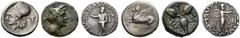 COINS OF THE GREEK WORLD Lots Metapontum. Obol 4. Cent. Corinth. Stater 4th cent. As well as an Indo-Greek drachm of Azes. Fine-very fine. (3 )*
