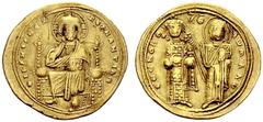 BYZANTINE EMPIRE Romanus III, 1028-1034. Histamenon nomisma (solidus) 1028/1034, Constantinopolis. Christ enthroned facing. Rev. Emperor on l. standing facing, being crowned by Virgin with nimbus stan