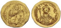 BYZANTINE EMPIRE Constantinus IX, 1042-1055. Histamenon nomisma (solidus) 1042/1055, Constantinopolis. Christ enthroned facing, raising r. hand in benediction. Rev. Crowned bust in loros facing, holdi