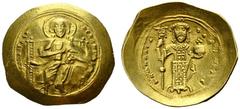 BYZANTINE EMPIRE Constantinus X, 1059-1067. Histamenon nomisma (solidus) 1059/1067, Constantinopolis. Christ enthroned facing, raising r. hand in benediction. Rev. Emperor standing facing with labarum