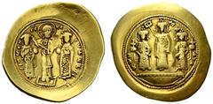 BYZANTINE EMPIRE Romanus IV, 1068-1071. With Michael VII, Constantius, Andronicus and Eucocia. Histamenon nomisma (solidus) 1068/1071, Constantinopolis. Christ standing on footstool and crowning Roman