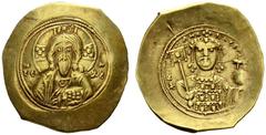 BYZANTINE EMPIRE Michael VII, 1071-1078. Electrum-Histamenon nomisma 1071/1078, Constantinopolis. Nimbate bust of Christ facing. Rev. Crowned bust in loros facing, holding labarum and globe cruciger. 