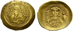 BYZANTINE EMPIRE Michael VII, 1071-1078. Electrum-Histamenon nomisma 1071/1078, Constantinopolis. Nimbate bust of Christ facing. Rev. Crowned bust in loros facing, holding labarum and globe cruciger. 