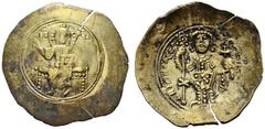 BYZANTINE EMPIRE Nicephorus III, 1078-1081. Electrum-Histamenon nomisma 1078/1081, Constantinopolis. Christ enthroned facing, raising r. hand in benediction. Rev. Emperor standing on footstool and fac