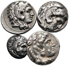 COINS OF THE GREEK WORLD LOTS Macedonian Realm. Philip III, 323-316. 3 Tetradrachms. 1 Drachm. About very fine.(4)