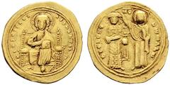 BYZANTINE EMPIRE Romanus III, 1028-1034 Histamenon nomisma (solidus) 1028/1034, Constantinopolis. Christ enthroned facing. Rev. Emperor on l. standing facing, being crowned by Virgin with nimbus stand