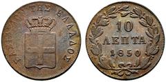 GRIECHENLAND Otto, 1832-1862. 10 Lepta 1850, Athen. 12.44 g. Divo 20e. Schön-sehr schön.