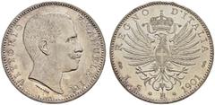 ITALIEN / ITALY Königreich / Kingdom Vittorio Emanuele III. , 1900-1946. 5 Lire 1901 R, Rom. Stempel von Filippo Speranza. VITTORIO - EMANUELE III Kopf nach rechts, darunter der Name des Stempelschnei