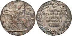 GRIECHENLAND Georg I. 1863-1913. Bronzemedaille 1906. Olympiade in Athen. 58.38 g. Gadoury 2b. Selten. Versilbert, Abschürfungen und Randfehler. Sehr schön.