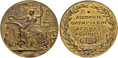 GRIECHENLAND Georg I. 1863-1913. Bronzemedaille 1906. Olympiade in Athen. 58.76 g. Gadoury 2b. Selten / Rare. Vergoldet / Gilted. Vorzüglich / Extremely fine.