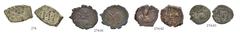 CONSTANTINUS IV POGONATUS, 668-685 Lot Lot of 4 small bronzes. Follis, Constantinopolis (Sear 1179A). Follis, Syracuse 3x (Sear 1207, 1208, 1210). Interesting group. Fine-very fine.