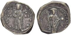 ALEXIUS I COMNENUS, 1081-1118, Pre-Reform Coinage Mint of Constantinopolis Silver tetarteron 1081-1092. Obv. IC - XC. +EMMANVEΛ. Christ standing facing, holding book of Gospels. Rev AΛΕZΙW ΔΕC-ΠOT TW 