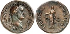 COINS OF THE GREEK WORLD. ROMAN EMPIRE. Galba, 68-69. Sestertius c. October 68, Rome. SER•GALBA•IMP•CAESAR•AVG TR•P Laureate head of Galba to right. Rv. LIBERTAS PVBLICA / S - C Libertas standing faci