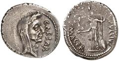 ROMAN REPUBLIC. C. Iulius Caesar and P. Sepullius Macer, 44 BC. Denarius February-March 44 BC, Rome. CAESAR DICT•PERPETVO Laureate and veiled head of Julius Caesar to right. Rv. P•SEPVLLIVS MACER Venu