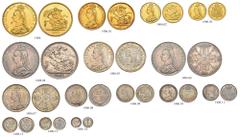 GREAT BRITAIN. VICTORIA, 1837-1901. Specimen Set 1887, London. Jubilee head. Gold 5 Pounds (NGC MS65+), 2 Pounds (NGC MS62), Sovereign (NGC MS64) and Half sovereign (NGC MS62+), silver Crown (NGC MS63