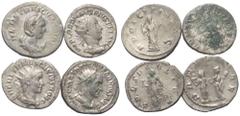 Lots - Ancient Coins Römische Münzen - Lots. Kaiserzeit. Lot (4 Stück, Silber): Antoniniane des Gordianus III. (238 - 244 n. Chr.), Traianus Decius (249 - 251 n. Chr.) (2x) und Herennia Etruscilla (Ka