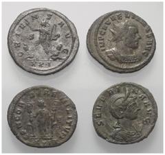 Lots - Ancient Coins Römische Münzen - Lots. Kaiserzeit. Lot (4 Stück): Antoniniane. Aurelianus (270 - 275 n. Chr.) (2x). Severina (Kaiserin 270 - 275 n. Chr.) (2x). Sehr schön, ein Stück besser. Verk