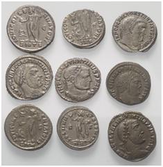 Lots - Ancient Coins Römische Münzen - Lots. Kaiserzeit. Lot (9 Stück): Folles des Constantinus I. (307 - 337 n. Chr.). Dazu ein Folles des Maximinus II. Daia (310 - 313 n. Chr.). Sehr schön, teils be