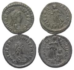 Lots - Ancient Coins Römische Münzen - Lots. Kaiserzeit. Lot (2 Stück): Kleinbronzen des Theodosius I. (379 - 395 n. Chr.). Sehr schön und fast vorzüglich. Verkauft wie besehen, keine Rückgabe / Sold 