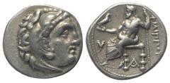 Greek Königreich Makedonien. Philippos III. Arrhidaios (323 - 317 v. Chr.). Drachme (Silber). Ca. 323 - 319 v. Chr. Sardeis. Vs: Kopf des jugendlichen Herakles mit Löwenfell rechts. Rs: Zeus mit Adler