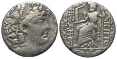 Greek Seleukidisches Königreich. Philippos I. Philadelphos (95/4 - 76/5 v. Chr.). Tetradrachme (Silber). 25 / 24 v. Chr. (Jahr 25). Antiochia am Orontes (Axios). Posthume Prägung im Namen Philipps. Vs