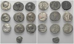 Lots - Ancient Coins Römische Münzen - Lots. Kaiserzeit. Lot (10 Stück, Silber): kaiserzeitliche Denare von Vespasianus (69 - 79 n. Chr.) bis Hadrianus (117 - 138 n. Chr.). Dazu ein Denar und ein Quin