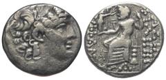 Greek Seleukidisches Königreich. Philippos I. Philadelphos (95/4 - 76/5 v. Chr.). Tetradrachme (Silber). Nach 47 v. Chr. Antiochia am Orontes (Axios). Posthume Prägung im Namen Philipps. Vs: Kopf des 