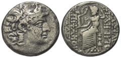 Greek Seleukidisches Königreich. Philippos I. Philadelphos (95/4 - 76/5 v. Chr.). Tetradrachme (Silber). Nach 47 v. Chr. Antiochia am Orontes (Axios). Posthume Prägung im Namen Philipps. Vs: Kopf des 