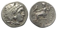 Greek Königreich Makedonien. Philippos III. Arrhidaios (323 - 317 v. Chr.). Drachme (Silber). Ca. 323 - 319 v. Chr. Kolophon. Vs: Kopf des jugendlichen Herakles mit Löwenfell rechts. Rs: Zeus mit Adle