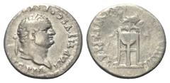 Roman Imperial Coinage Titus (79 - 81 n. Chr.). Denar (Silber). 80 n. Chr. Rom. Vs: IMP TITVS CAES VESPASIAN AVG P M. Kopf mit Lorbeerkranz rechts. Rs: TR P IX IMP XV COS VIII P P. Bändergeschmückter 