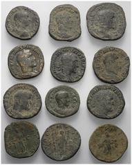 Lots - Ancient Coins Römische Münzen - Lots. Kaiserzeit. Lot (12 Stück, Bronze): Sesterzen des Maximinus I. Thrax (235 - 238 n. Chr.) (7x), Maximus (Caesar 236 - 238 n. Chr.) (3x) und Philippus I. Ara