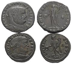 Lots - Ancient Coins Römische Münzen - Lots. Kaiserzeit. Lot (2 Stück, Bronze): Folles des Maximianus I. Herculius (285 - 310 n. Chr.) und Constantius I. Chlorus (305 - 306 n. Chr.). Sehr schön. Verka