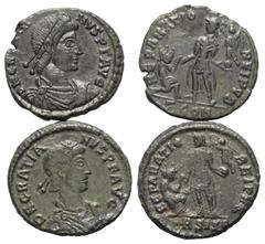 Lots - Ancient Coins Römische Münzen - Lots. Kaiserzeit. Lot (2 Stück, Bronze): Folles des Gratianus (367 - 383 n. Chr.). Sehr schön und fast vorzüglich. Verkauft wie besehen, keine Rückgabe / Sold as