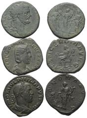 Lots - Ancient Coins Römische Münzen - Lots. Kaiserzeit. Lot (3 Stück, Bronze): Sesterzen. Septimius Severus (193 - 211 n. Chr.). Philippus I. Arabs (244 - 249 n. Chr.). Otacilia Severa (Kaiserin 244 