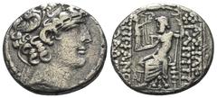Greek Seleukidisches Königreich. Philippos I. Philadelphos (95/4 - 76/5 v. Chr.). Tetradrachme (Silber). Nach 47 v. Chr. Antiochia am Orontes (Axios). Posthume Prägung im Namen Philipps. Vs: Kopf des 