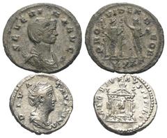 Lots - Ancient Coins Römische Münzen - Lots. Kaiserzeit. Lot (2 Stück, Silber): Denar der Diva Faustina (gest. 141 n. Chr.) und Antoninian der Severina (Kaiserin 270 - 275 n. Chr.). Sehr schön. Verkau
